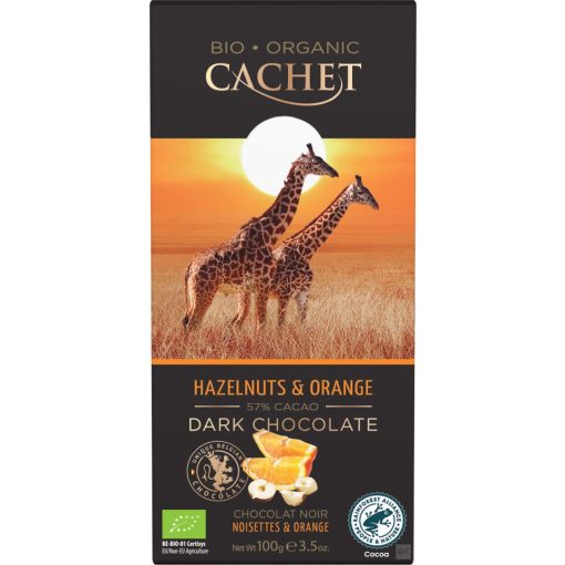 Cachet 55% bio étcsokoládé naranccsal és mogyoróval 90g