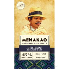   Menakao madagaszkári 45% tejcsokoládé arabica kávés, tengerisós 75g