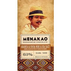  Menakao madagaszkári 63% étcsokoládé arabica kávé- kakaóbabtöret-tengerisó 75g 