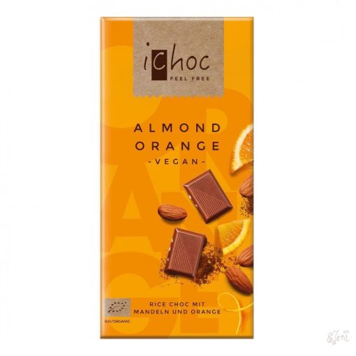 iChoc Bio rizstejes csokoládé mandula-narancs  80g