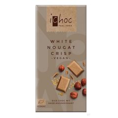   iChoc Bio rizstejes fehércsokoládé nugátos karamellizált mogyoróval 80g